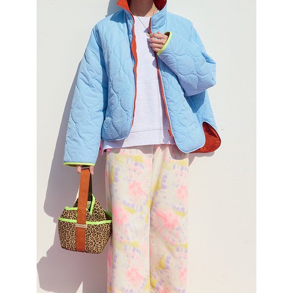 카키 리버서블 스몰 캔버스 레오파드 토트백