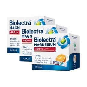 3개 BIOLECTRA 독일 바이오렉트라 마그네슘 400mg 울트라 다이렉트 오렌지 맛 60포