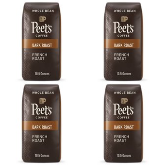  피츠 프렌치 다크로스트 홀빈 원두 커피 Peets French Roast Whole Bean Coffee 297g 4개