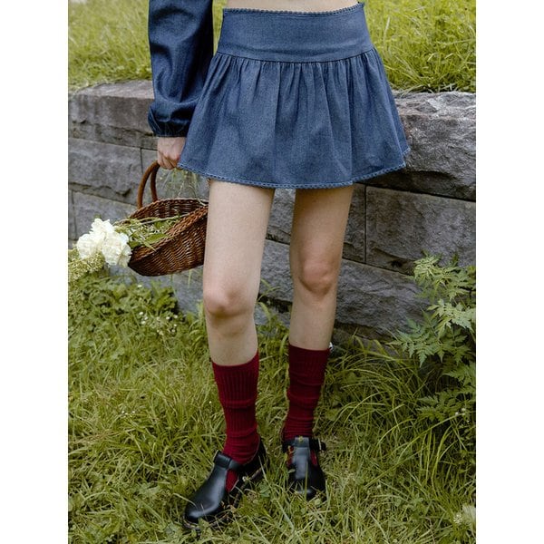 [리퍼브] 포이 레이스 데님 스커트 ( 2 colors )