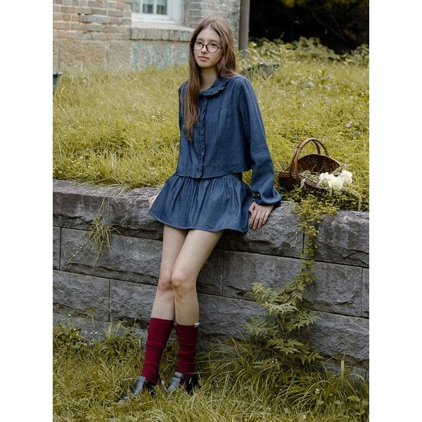 [리퍼브] 포이 레이스 데님 스커트 ( 2 colors )