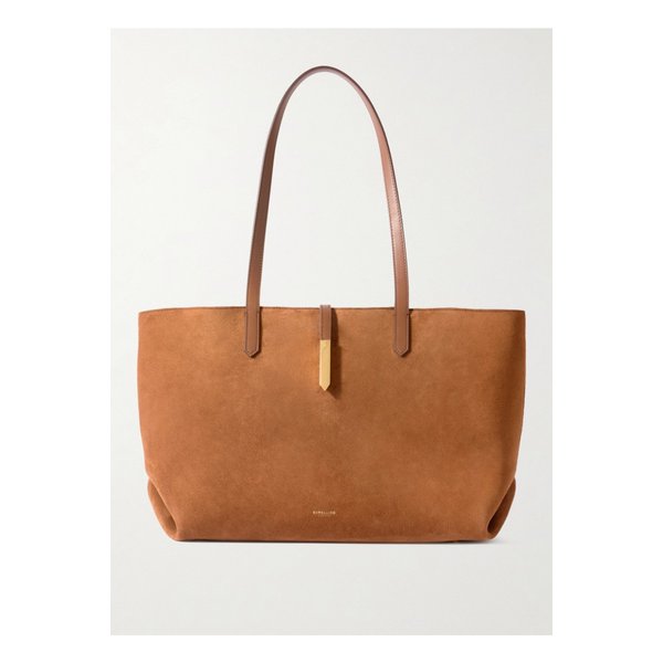 드멜리어 도쿄 가죽 트리밍 스웨이드 토트 탠 브라운 46376663162913560