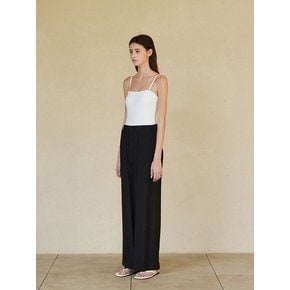 Pleated banding wide pants_BLACK