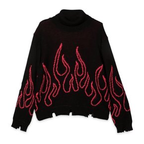 [해외배송] 비전오브슈퍼 주니어 플레임 모헤어 하이넥 스웨터 VOS KB10PINKFLT BLACK