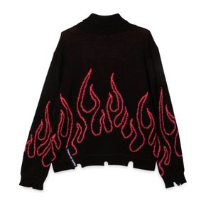 [해외배송] 비전오브슈퍼 주니어 플레임 모헤어 하이넥 스웨터 VOS KB10PINKFLT BLACK