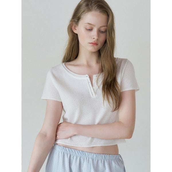 Henley Neck Short Sleeve Knit_2color