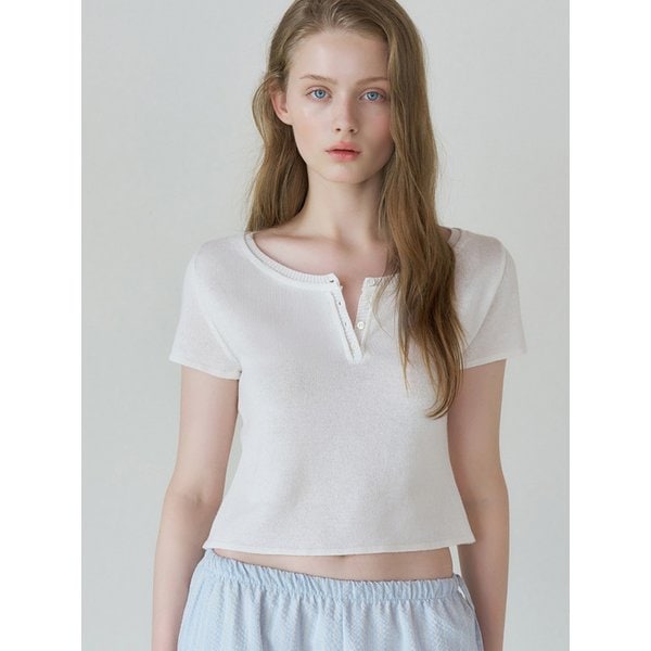 Henley Neck Short Sleeve Knit_2color