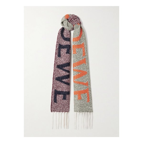 프린지 인타르시아 니트 알파카 혼방 부클레 스카프 멀티컬러 46376663162858968