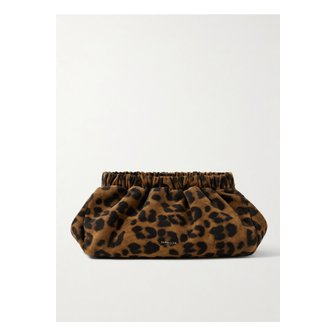 DEMELLIER 드멜리어 마이애미 개더 레오파드 프린트 스웨이드 클러치 46376663162913575