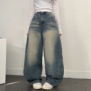 힙무드 또또 스냅 와이드 데님 팬츠 하체커버 청바지 10대 학생_P418837566