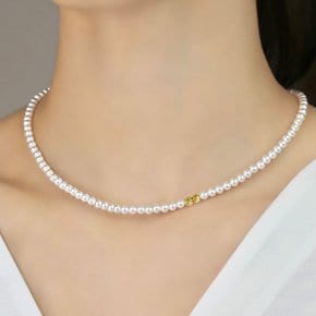 24k 순금 컷팅금볼 스왈진주 목걸이 [주문제작]