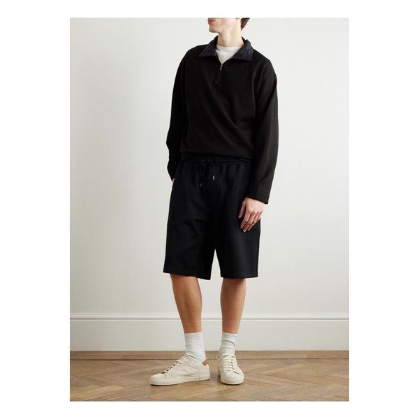 브루넬로쿠치넬리 스트레이트 코튼 혼방 저지 드로스트링 쇼츠 블랙 1647597352929159