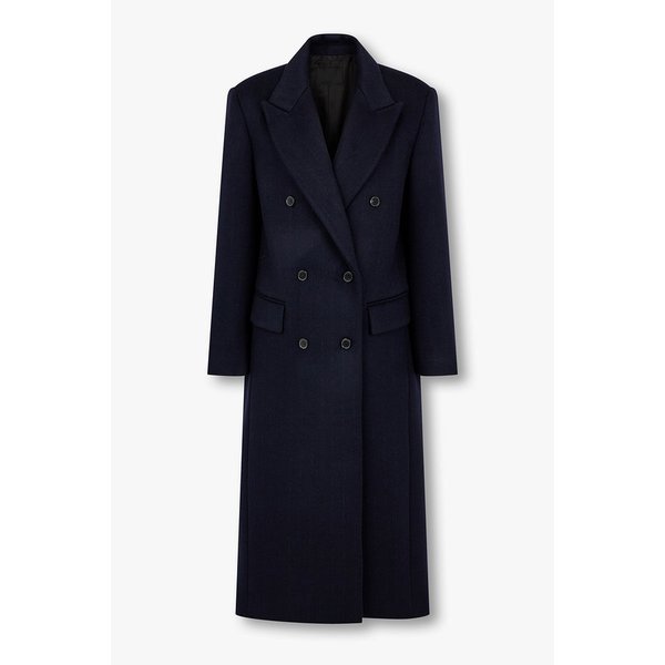 피크트 라펠 더블 롱 코트 7115416X02146