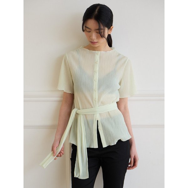 플리츠 레이어 블라우스 [애플그린]