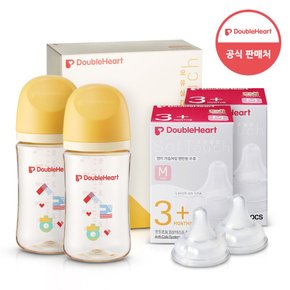 모유실감 3세대 PPSU 젖병 트윈팩 240ml 한글사랑해 +3세대 젖꼭지2입x2개 (M)