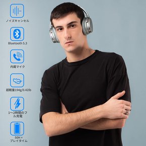 Srhythm NC35 Bluetooth 5.3 노이즈 캔슬링 헤드폰 무선 헤드폰 급속 충전 오버 이어형 헤드폰