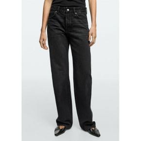 Massimo Dutti 마시모 두띠 미드 허리 와이드 레그 진 - 여유로운 핏의 청바지 검정색 8088105