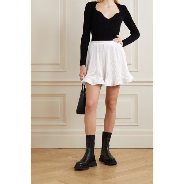 러플 플리세 새틴 미니 스커트 화이트 33258524072309728