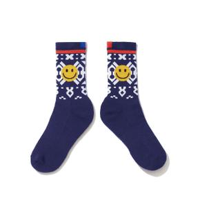 THE WOMENS FAIR ISLE SMILE SOCK - NAVY