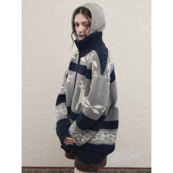 노르딕 니트 집업 [4COLOR]