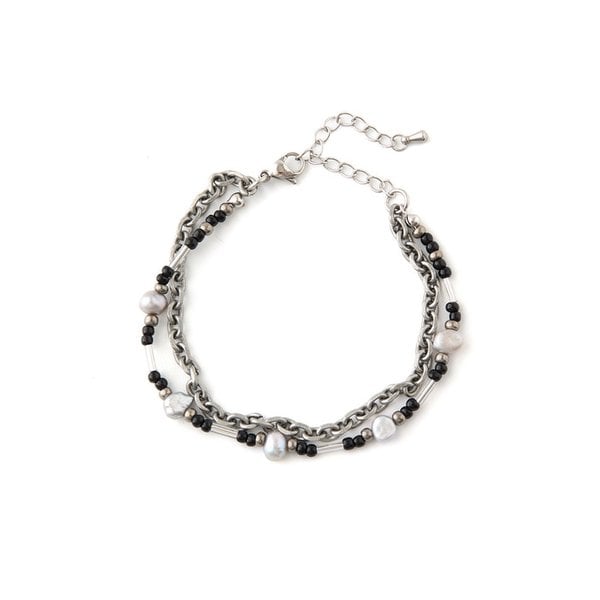 Layered Beaded Bracelet Black