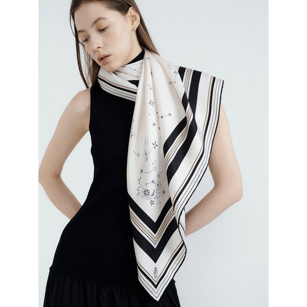 Zodiac Square Silk Scarf 90 - Ivory
