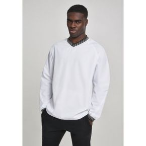 4403859 Urban Classics RIB STOP V-NECK PULL OVER - Sweatshirt white/grey