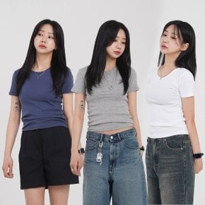 여자 라운드넥 반팔 기본 반팔티셔츠 무지 이너 여름 면티 크롭_P401113673