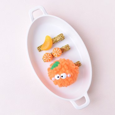 헤어보우 귤 헤어핀3P-set