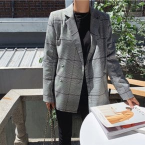 여성 자켓 재킷 퀄팅 캐주얼 아우터 폰드 체크 더블
