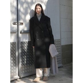 DOUBLE LONG WOOL COAT / BLACK