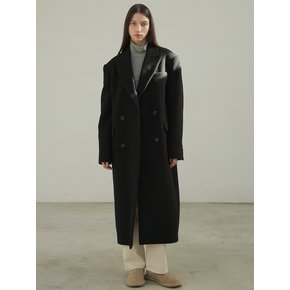 DOUBLE LONG WOOL COAT / BLACK