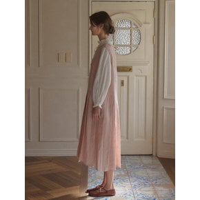 Pleated gathered linen dress