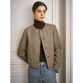 YY_Round neck short tweed jacket