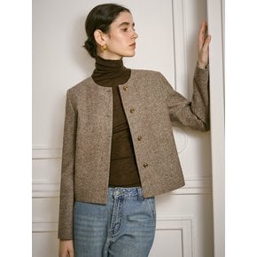 YY_Round neck short tweed jacket