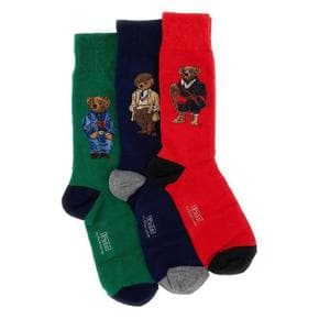 랄프로렌 449P04717 001 GREENNAVYRED GIFT SET 3 PAIRS OF TEDDY SOCKS