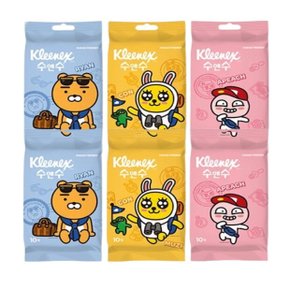 유한킴벌리 크리넥스 수앤수카카오 프렌즈 물티슈 휴대용 10매 6팩
