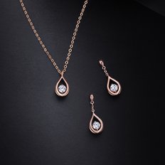 MARIEBEL 14K 페어 다이아 목걸이+귀걸이 세트 (SET-J0-1102)