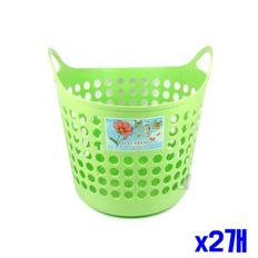  컬러 손잡이 다용도 바구니 대 x2개 세탁수거바구니