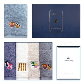 [송월타올]명절놀이 4매 선물세트+쇼핑백 기념수건 답례품