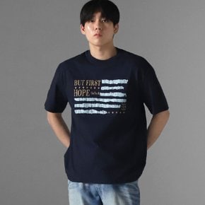 남자 빈티지 레터링 오버핏 반팔 티셔츠(3컬러) BBAU004