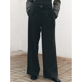 BELTED TURN UP WIDE PANTS (moat black)