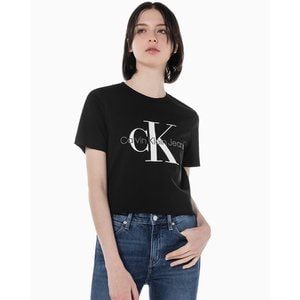 Calvin Klein Jeans 여성 스트레이트핏 로고 반팔 티셔츠(J218885리뉴얼)