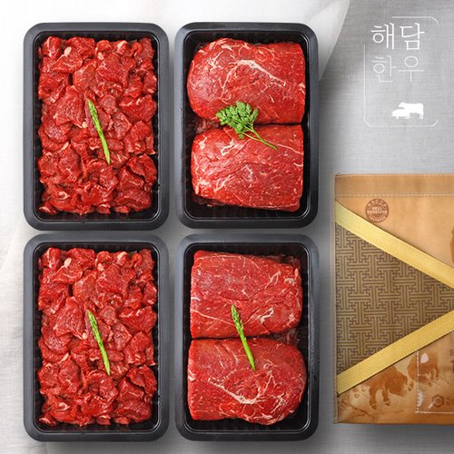 [냉장][해담한우] 1등급 한우 명품 정육세트 3호 [불고기500g x 2팩+국거리500g x 2팩]