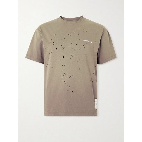 로고 프린트 디스트레스드 MothTech 코튼 저지 티셔츠 46376663163018365