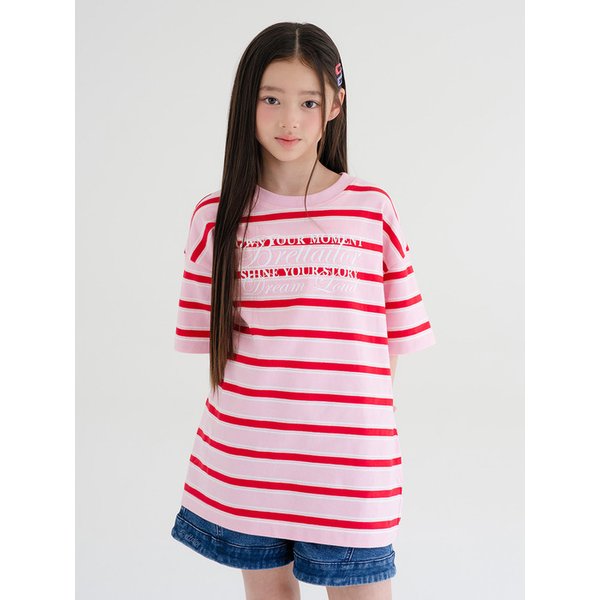 다이나믹 스트라이프 숏슬리브(핑크)