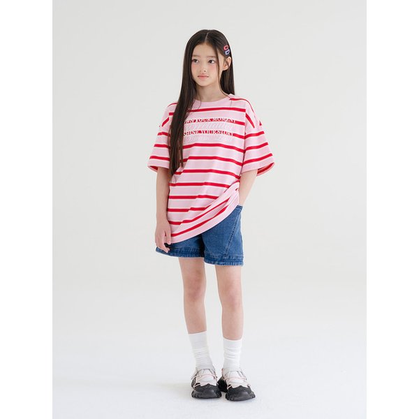 다이나믹 스트라이프 숏슬리브(핑크)
