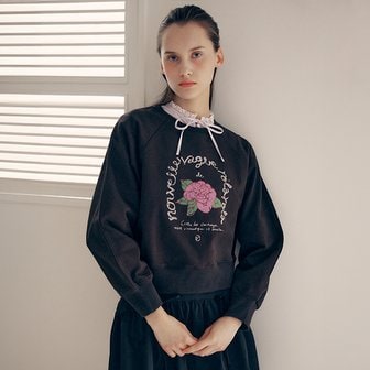 로라로라 ROSE PIGMENT SWEATSHIRT BLACK