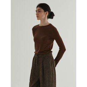 Loose fit Wool Tencel Top (Brown)