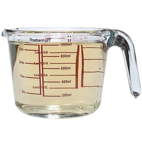 유리 손잡이 계량컵-1.0L/레드눈금 1개